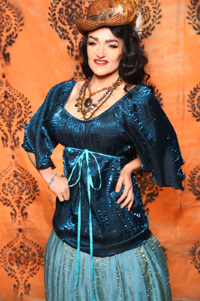Classic Blouse w/Leaf Sleeves in Crushed Dark Sapphire - Day 13 of 13 Days of Halloween 2025 (Copy)