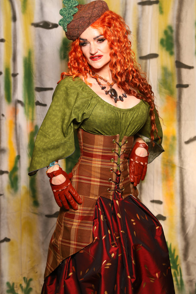 Petite Siren Corset w/ Pockets in Harvest Plaid - Harvest & Hayrides Collection