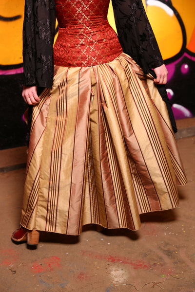 Priscilla Skirt in Cinnamon Stripe -"The Golden Opportunity" Collection -#34