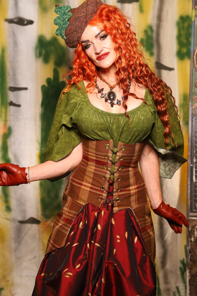 Petite Siren Corset w/ Pockets in Harvest Plaid - Harvest & Hayrides Collection
