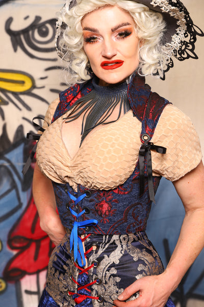 Cropped Vixen Corset in Spider-Man Medallion - The Little Miss Firecracker Collection
