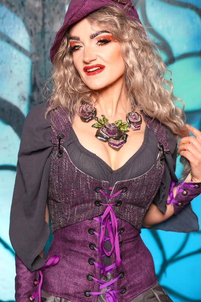 Cropped Marie Bodice in Witchberry Tweed *PLEASE order by BUST Measurement, NOT waist!* - The "Pumpkins, Screams & Corset Dreams" Collection