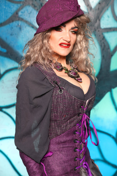 Cropped Marie Bodice in Witchberry Tweed *PLEASE order by BUST Measurement, NOT waist!* - The "Pumpkins, Screams & Corset Dreams" Collection