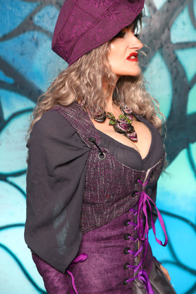 Cropped Marie Bodice in Witchberry Tweed *PLEASE order by BUST Measurement, NOT waist!* - The "Pumpkins, Screams & Corset Dreams" Collection