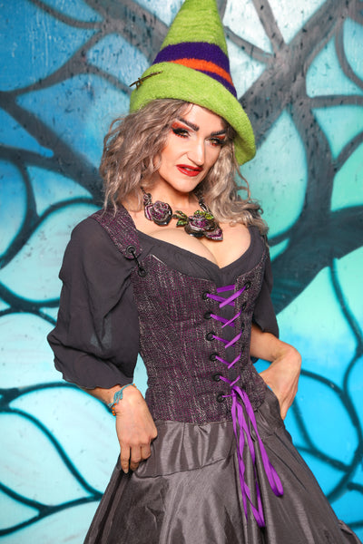 Maiden Bodice in Witchberry Tweed - The "Pumpkins, Screams & Corset Dreams" Collection