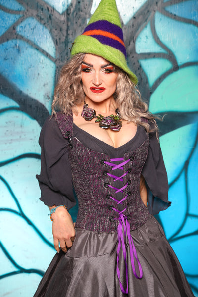 Maiden Bodice in Witchberry Tweed - The "Pumpkins, Screams & Corset Dreams" Collection