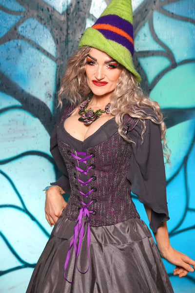Maiden Bodice in Witchberry Tweed - The "Pumpkins, Screams & Corset Dreams" Collection