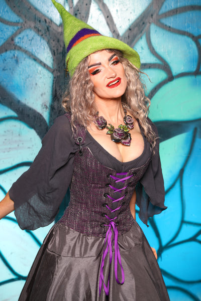 Maiden Bodice in Witchberry Tweed - The "Pumpkins, Screams & Corset Dreams" Collection