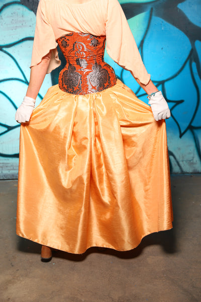 Tulip Skirt in Orange Sherbet Shantung - The "Pumpkins, Screams & Corset Dreams" Collection