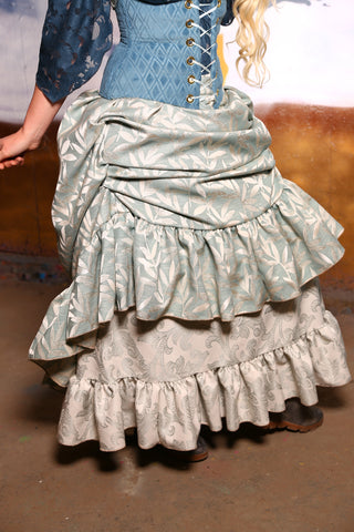 Swoon Skirt with Long Ruffle in Shoreline Leaves #44 -The "Blue Bayou" Collection