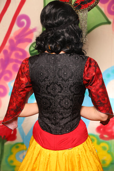 Cropped Marie Bodice in Black Filigree Jacquard *PLEASE order by BUST Measurement, NOT waist!* - The "Twisted Tea Party" Collection