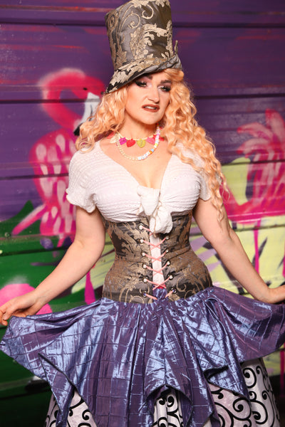 Petite Wench in Gravestone Damask - The Dragonfruit Diva Collection