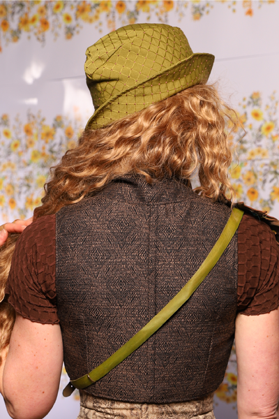 33. Garrison Cap With Brim In Olive Dot - The Leave It To Beaver Collection
