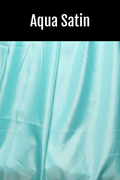 07. Crescent Skirt w/Ruffle in Aqua Satin - The "Love at Frost Sight" Collection