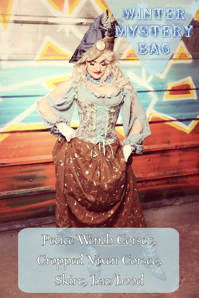 #04 Petite Wench Corset+ Cropped Vixen Corset+ Skirt+ Hat or Hood - Winter Mystery Bag Sale 2025