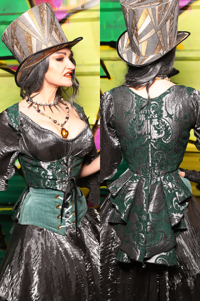 Cropped Vixen w/Wren Tail in Emerald and Silver Medallion - The Wrenfaire Collection