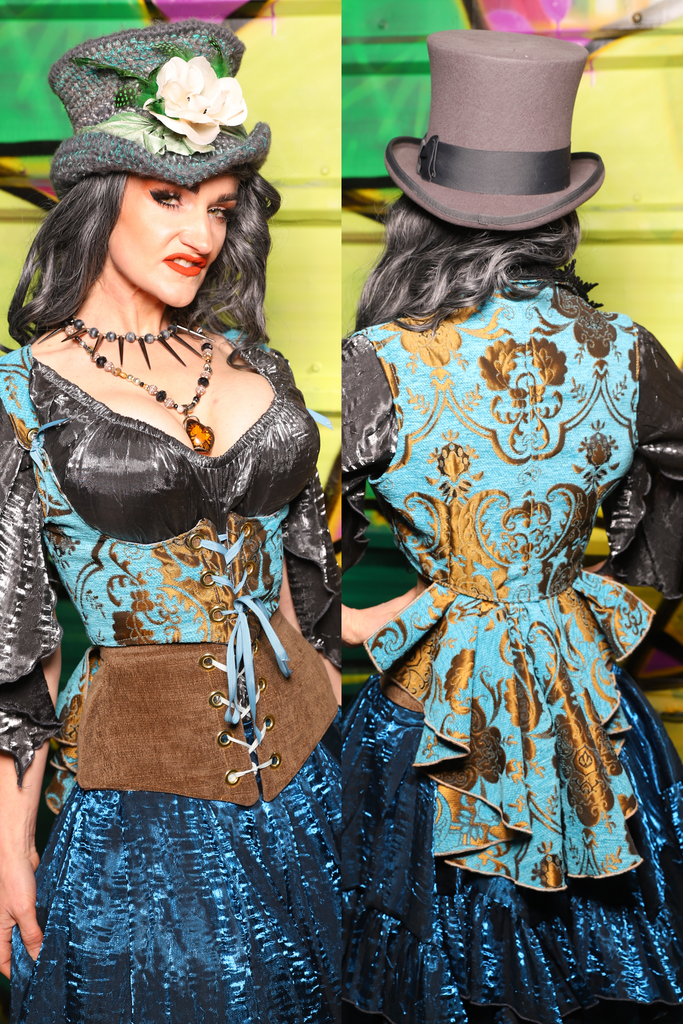 Cropped Vixen w/Wren Tail in Turquoise & Bronze Medallion - The Wrenfaire Collection