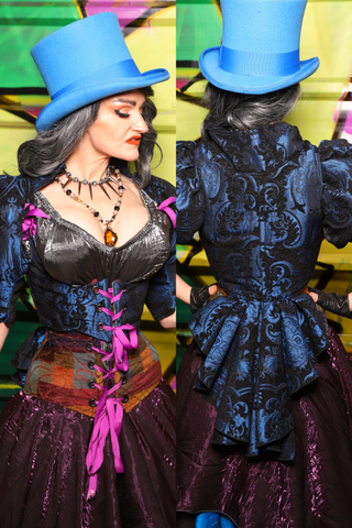 Cropped Vixen w/Wren Tail in Black and Blue Medallion - The Wrenfaire Collection