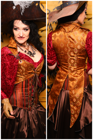 11. Tailed Cropped Overbust in Dark Rum Truffle -  THE SWASHBUCKLERS: PART 1