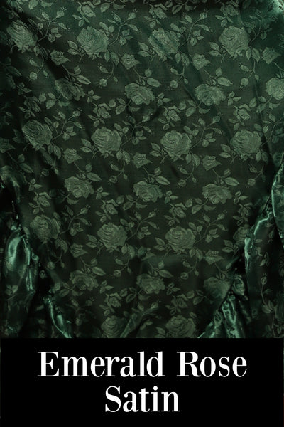 04. Arrow Skirt w/ruffle in Emerald Rose Satin - The Sensual Solstice Collection