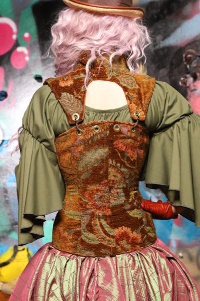 03. Overbust Corset w/Arch Collar In Enchanted Grounds - The Amaranth & Aster Collection