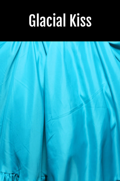 60. Straight Front Skirt w/ruffle in Glacial Kiss/Straight Front Skirt w/ruffle in Dark Teal Satin - The "Love at Frost Sight" Collection