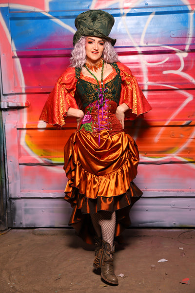 34. Swoon Skirt w/ruffle in Bonfire Satin - A Chest Full of Jewels Collection