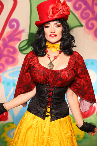 Petite Wench Corset in Black Filigree Jacquard - The "Twisted Tea Party" Collection