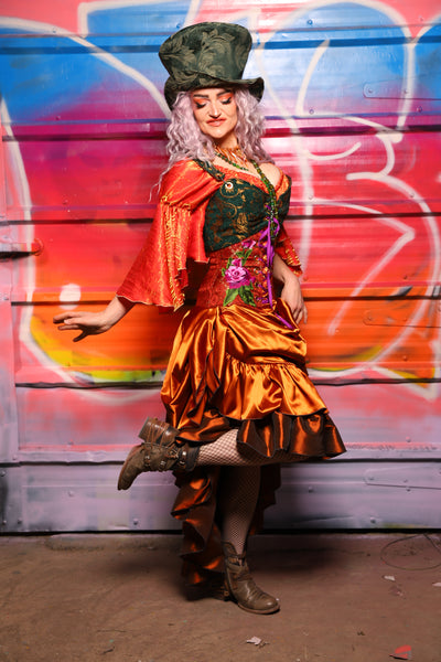 34. Swoon Skirt w/ruffle in Bonfire Satin - A Chest Full of Jewels Collection