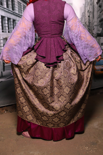 Queenie Split-Front Skirt in Dusty Plum Damask OR Plum & Silver Medallion #65 - The "Menis to Sasiete" Collection