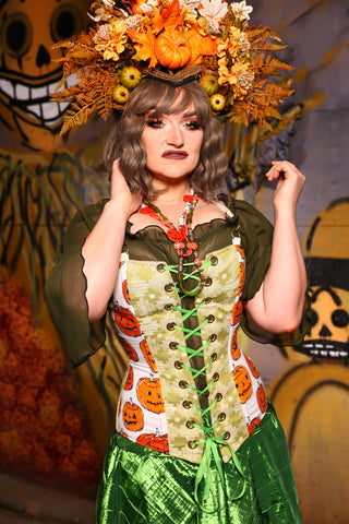 Aurora X Corset in Grinning Lanterns - "Potatoes & Molasses" Collection
