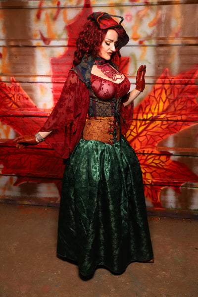 22. Tulip Skirt in Emerald Rose Satin - The Sensual Solstice Collection