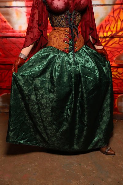 22. Tulip Skirt in Emerald Rose Satin - The Sensual Solstice Collection