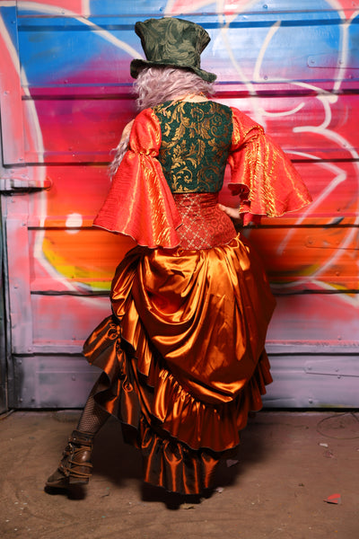 34. Swoon Skirt w/ruffle in Bonfire Satin - A Chest Full of Jewels Collection