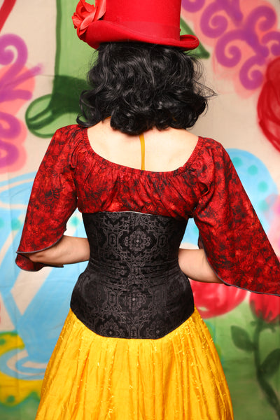 Petite Wench Corset in Black Filigree Jacquard - The "Twisted Tea Party" Collection