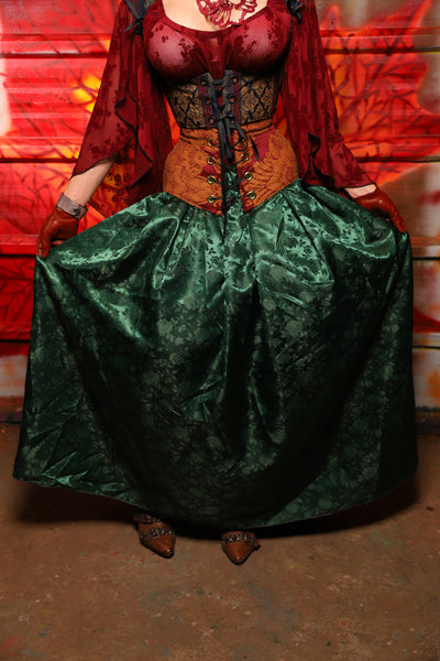 22. Tulip Skirt in Emerald Rose Satin - The Sensual Solstice Collection