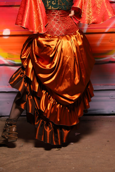 34. Swoon Skirt w/ruffle in Bonfire Satin - A Chest Full of Jewels Collection