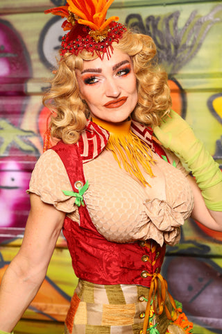 Cropped Vixen in Scarlet Damask- "Taco Monday! Celebrating 22 Years of Damsel"