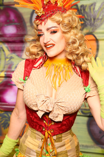 Cropped Vixen in Scarlet Damask- "Taco Monday! Celebrating 22 Years of Damsel"