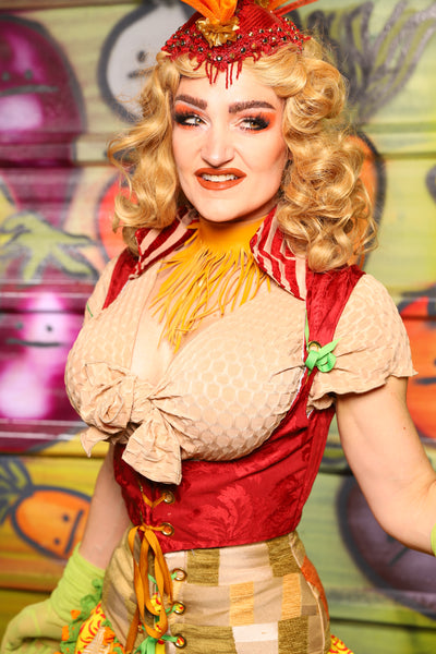 Cropped Vixen in Scarlet Damask- "Taco Monday! Celebrating 22 Years of Damsel"
