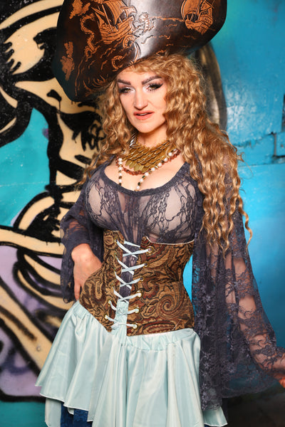 Petite Wench Corset in Privateer Paisley - The Davy Jones Collection