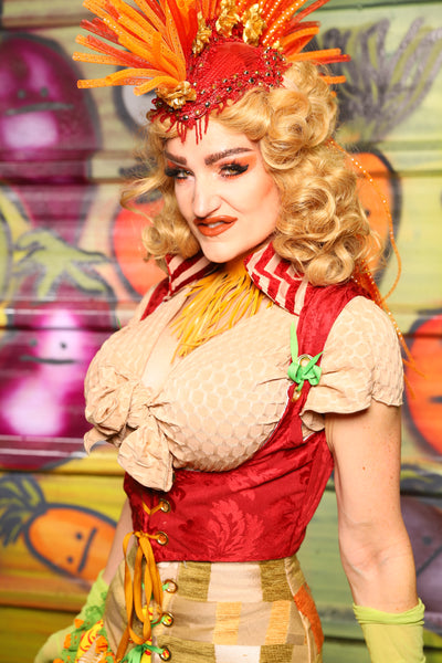 Cropped Vixen in Scarlet Damask- "Taco Monday! Celebrating 22 Years of Damsel"