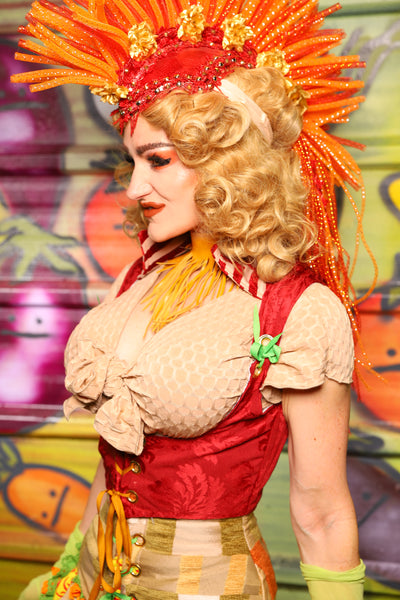 Cropped Vixen in Scarlet Damask- "Taco Monday! Celebrating 22 Years of Damsel"