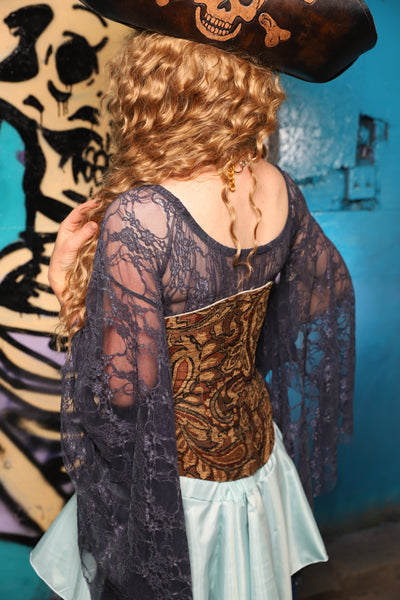 Petite Wench Corset in Privateer Paisley - The Davy Jones Collection
