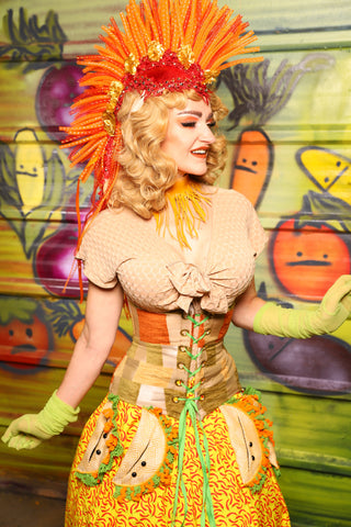 Petite Wench Corset in Taco Tuesday Geometry -  "Taco Monday! Celebrating 22 Years of Damsel"