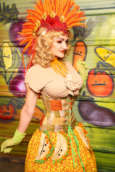 Petite Wench Corset in Taco Tuesday Geometry -  "Taco Monday! Celebrating 22 Years of Damsel"
