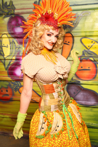 Petite Wench Corset in Taco Tuesday Geometry -  "Taco Monday! Celebrating 22 Years of Damsel"