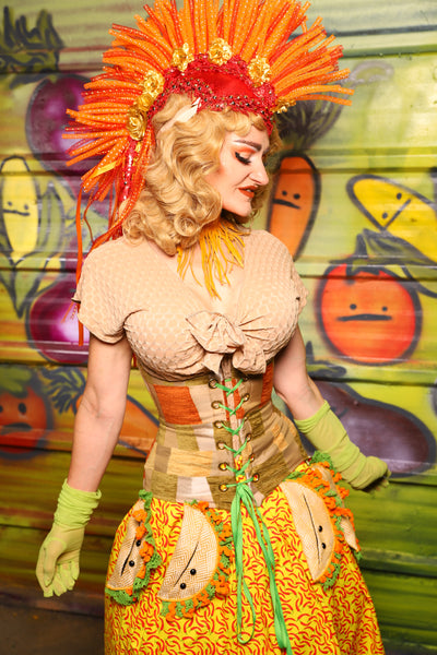 Petite Wench Corset in Taco Tuesday Geometry -  "Taco Monday! Celebrating 22 Years of Damsel"