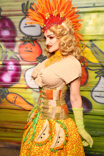 Petite Wench Corset in Taco Tuesday Geometry -  "Taco Monday! Celebrating 22 Years of Damsel"