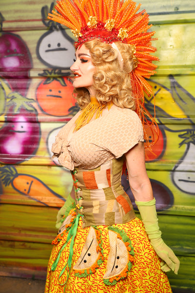 Petite Wench Corset in Taco Tuesday Geometry -  "Taco Monday! Celebrating 22 Years of Damsel"